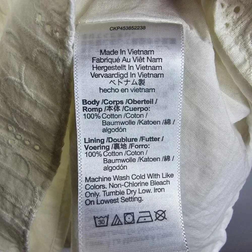 NWOT Madewell Women’s Cream Eyelet Preppy Above Knee Mini Dress Size M - Picture 10 of 10